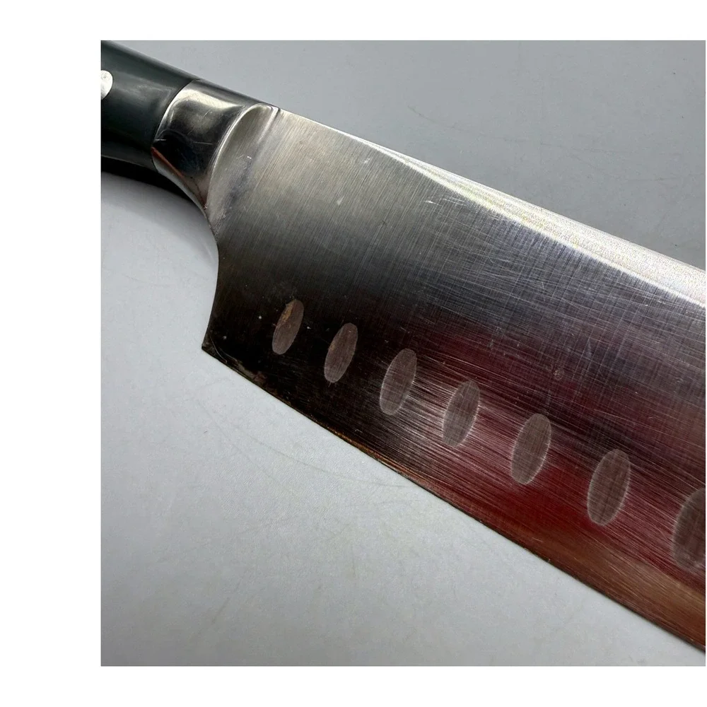 Sabatier 21C890 2 Piece Knife Set 7in Santoku 8in Slicer Damascus Etched Steel